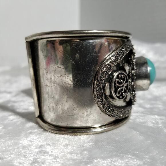 Bracelet 1 6/8" filigree faux turquoise cabochon 1.1749 - Picture 6 of 13